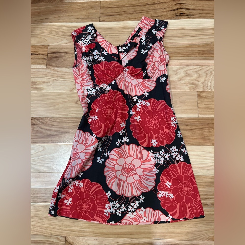 Floral Black and Red Dress